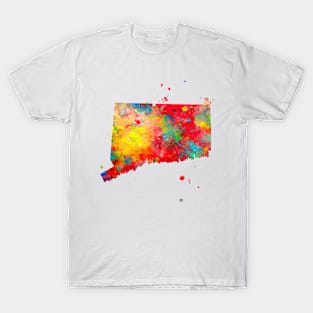 Connecticut State Map Watercolor Painting T-Shirt